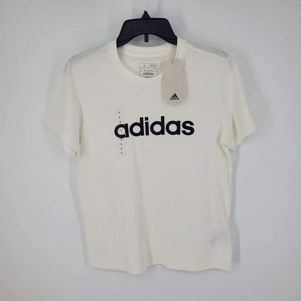 Adidas Womens T-Shirt Crew Neck Short Sleeve Logo Top White New with Tags